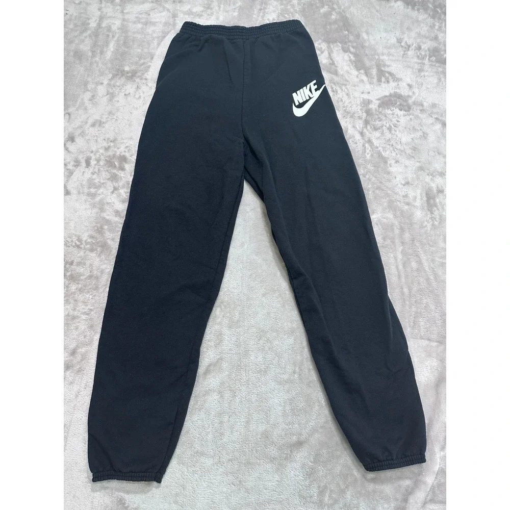 Nike Joggers Boys Size L Black Tapered Fit Cotton Blend Athletic Sweatpants EUC